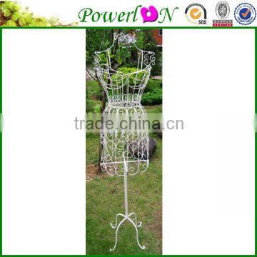 Antique White Metal Person shape Standing Wrough Iron Coat Rack Garden Decoration For Home J11M TS05 X00 PL08-5131