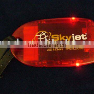 Motion activated light-up flashing luggage tag