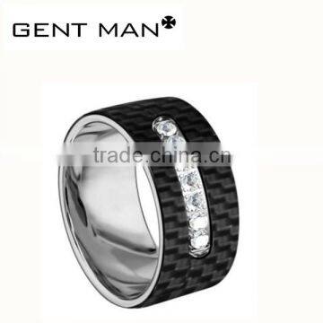 Coolman Newest 316L stainless steel with solid carbon fiber mens jewelry rings