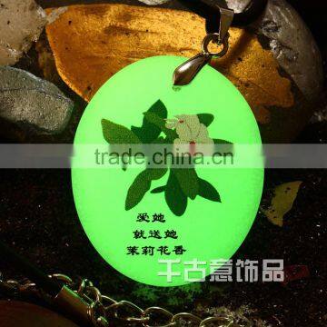 Fragrance natural luminous stone jasmine flower pendant necklace for women
