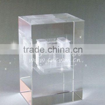 Latest 3D Crystal Cube With Building For Souvenirs