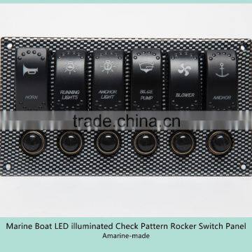 Marine Boat LED Illuminated Check Pattern Rocker Switch Panel photo-3