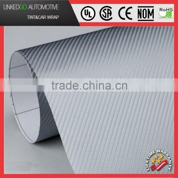 Good PVC Material Car Vinyl Wrap for 1.52*30M Air Bubble Free 4D Gray Carbon Fiber Vinyl