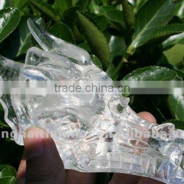 Healing Natural Clear Crystal Dragon Skull