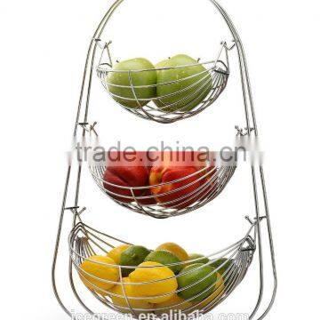 3 Tier Chrome Triple Hammock Fruit Basket