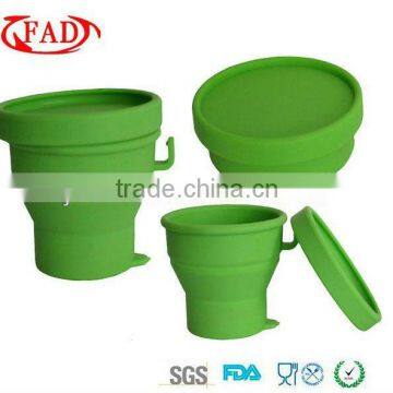 Food Grade Coffee Silicone Folding Cup With Lid Popular in 2013,Green