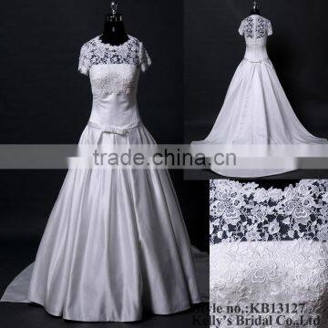 detachable luxury lace shawl simple aline wedding gown