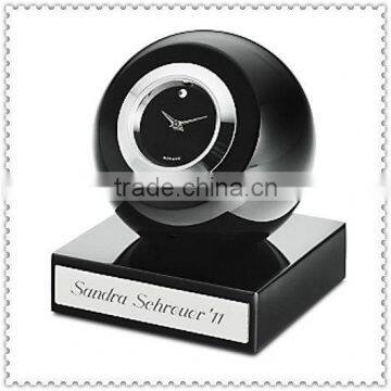 Fancy Smooth Black Ball Crystal Clock For Office Decoration