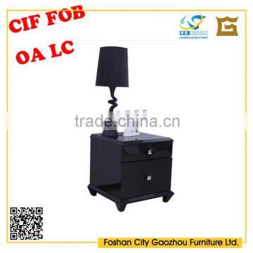 Modern Fashion black two drawer high gloss dresser for bedroom