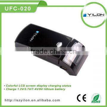 portable mini 3.7/7.4v battery charger with colorful lcd display made in china
