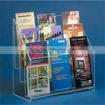 Clear free standing acrylic brochure holder for advertising brochure