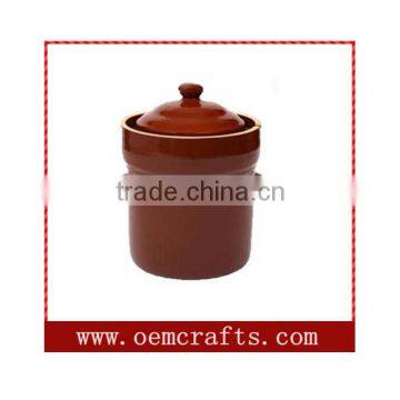 Brown User Friendly Kitchen Custom Ceramic Fermenting Crock Cooker Pot