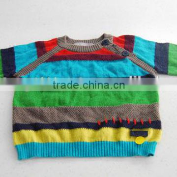 BGAX031 Pure cotton soft comfortable stripped knitting pullover long sleeve child sweater