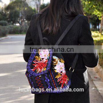 Hot Sale Customized Vintage Canvas Backpack For Women, Vintage soft Backpack Canvas embroidery