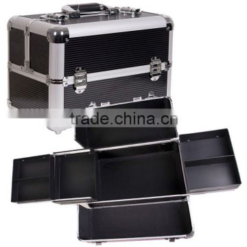 PROFESSIONAL Aluminum MAKEUP/COSMETIC Train Case BLACK