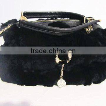 2015 new fashion rex rabbit fur leather bag