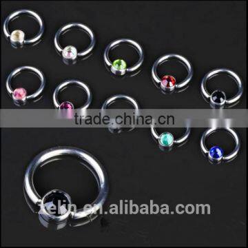 The Hot Sale Ball Closure Captive Ring BCR with CRYSTAL GEMS Lip Nose Ear Tragus Septum Ring