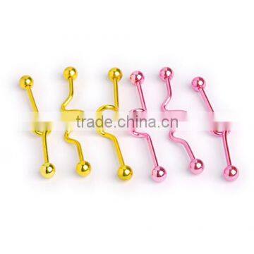 Anodized Titanium industrial barbell rings with color stripes body jewelry