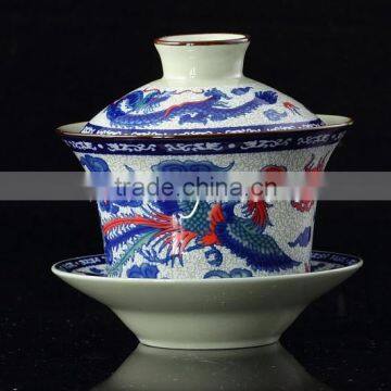 Traditional Dragon & Phenix tea cup and saucer wholesale/gaiwan