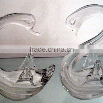 High quality hand made glass swan for home decoration