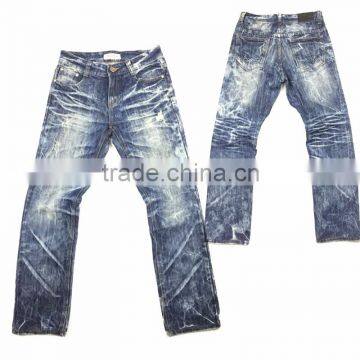 Custom High quality vintage wash distressed Japanese selvedge jeans denim selvedge denim jeans(LOTR020)