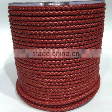 High Quality Folded Edge Braided Genuine Cow Skin Leather Cord 3mm 4mm 5mm