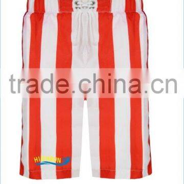 (New Arrival)Kids beach shorts/Swim Shorts with red and white strip color