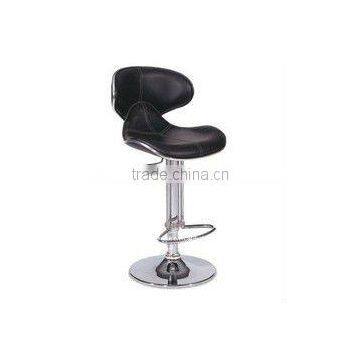 Black pu leather and steel bar stool with footrest