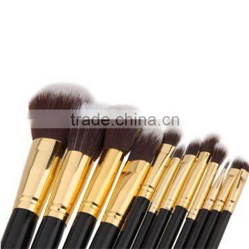 Low Price Good Quality Black Golden Wood 12pcs Blending Makeup Brush Set Cosmetics Make up Brushes Private Label Beauty Tools