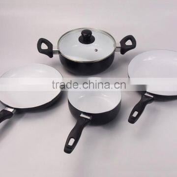5Pcs Black Cooking Pot Ceramic Non-Stick Coating Aluminum Cookware Set