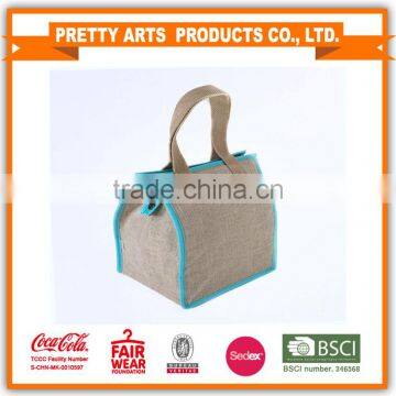 insulated jute cotton tote bag