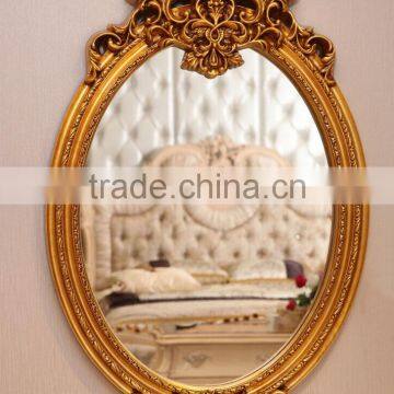 Graceful flower carving oval wall mirror