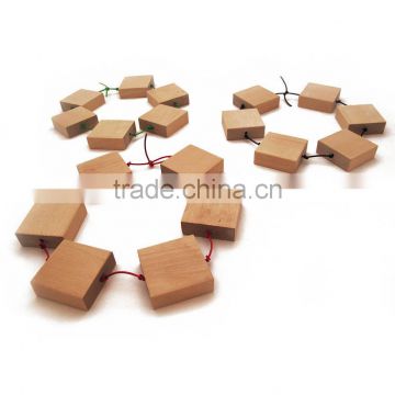 Solid Wood Original Bare Stepping Blocks Trivet Oak Placemat Bunch with Rope