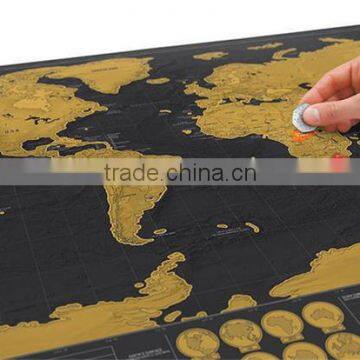 CT-750 Travel World Map Hard Paper Travel Map Small Black Mini Map Black Luxury photo-2