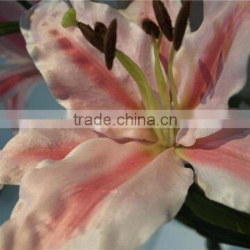 Dry Flower Artificial Two Flowers Two Buds Lily Fabric Flower photo-2