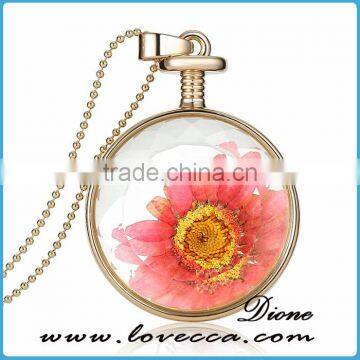 Natural Dried Flower Glass Locket Pendant Necklace for Women photo-5