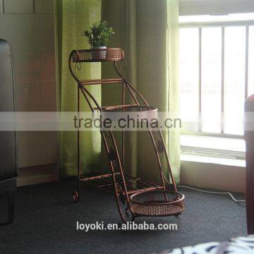 New Design Iron Home Garden Flower Pot Stand Decorate Vintage Bronze Style Shelf Holder 3 Plant Pot Stand photo-2