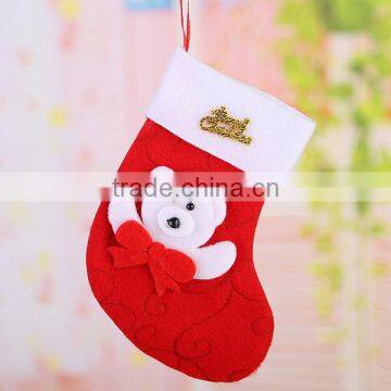 New Products 2017 Personalized Beaded Eyes of Bear Deer Santa Claus Fabric Sock Decor Wool Felt Bucilla Christmas Stocking Kits photo-4