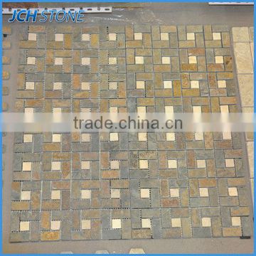 European style mini square stone mosaic glass tiles