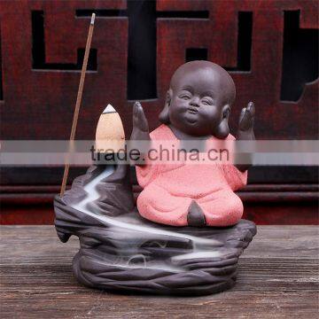 Colorful Ceramic Monk Burner Creative Decor Backflow Incense Crafts photo-3