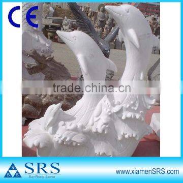 White marble dolphin stone sculpture