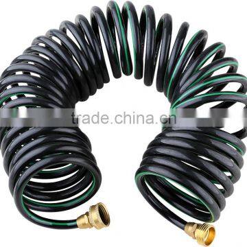 PU with one line garden coiled hose with brass fitting