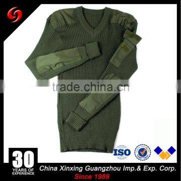 Military Olive Green cardigan sweater for men with Wool pullove