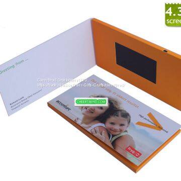 Hot 4 color printing 4.3 inch lcd screen Video card/lcd brochure/ video in print/video greeting card for business gifts