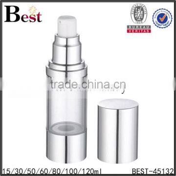 120ml  best sellers cosmetic packaging skin care airless body lotion bottle with silver UV pump cost price wholesale