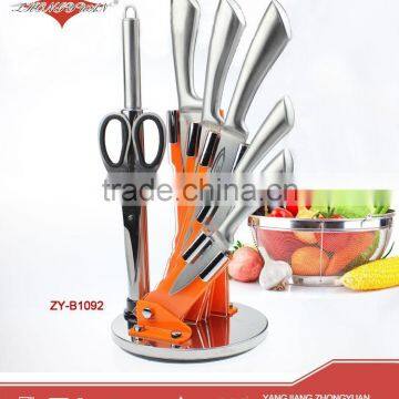 Hot selling stainless steel kitchen knives set with acrylic knife block