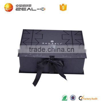 folding gift box with ribbon/paper box with silk ribbon