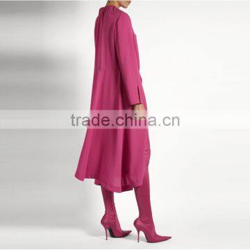 2017 Latest Women Spring Ruched Shoulder Vetements Silk Crepe Midi Dress HSD9918 photo-4