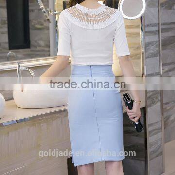 The New Korean Front Slit Skirt Was Thin Step Package Career Skirt Summer Bust Elastic Step Skirt photo-4