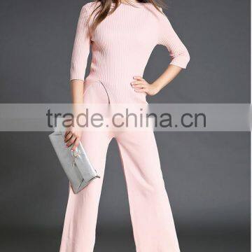 High Quality Solid Asymmetrical Tops With Long Loose Pants 2016 Autumn Fashionable photo-3